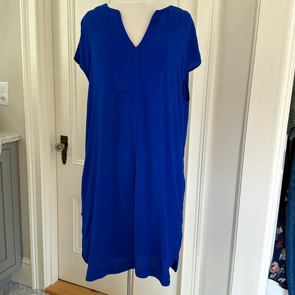 Madewell Shift Dress Royal Blue Pockets V-Neck Viscose Womens - Size L